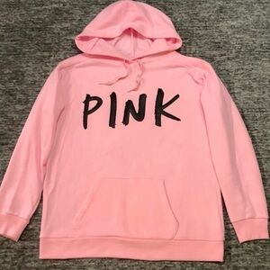 Pink Hoodie with Black Lettering